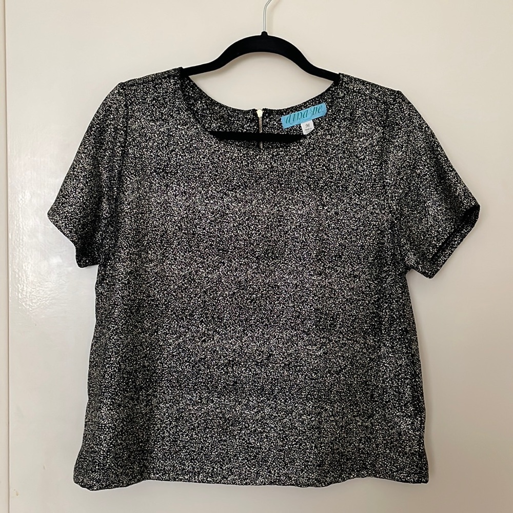 Aina Be Black and gold sparkly blouse size M